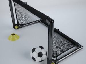 portable soccer goal net and ball with cone 3D 모델