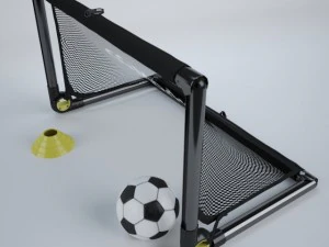 rede de gol de futebol port&aacute;til e bola com cone Modelo 3D