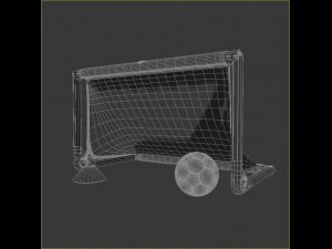rede de gol de futebol port&aacute;til e bola com cone Modelo 3D