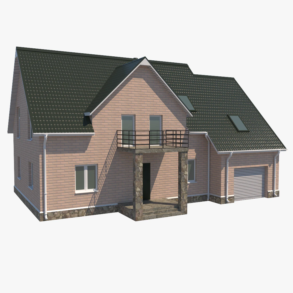 middle-poly cottage 01 3D Model .c4d .max .obj .3ds .fbx .stl .blend 