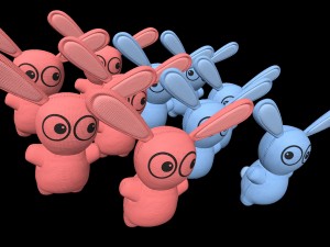 blue and pink bunny toys Model 3D