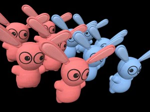 синьо-рожеві іграшки-зайчики 3D Модель