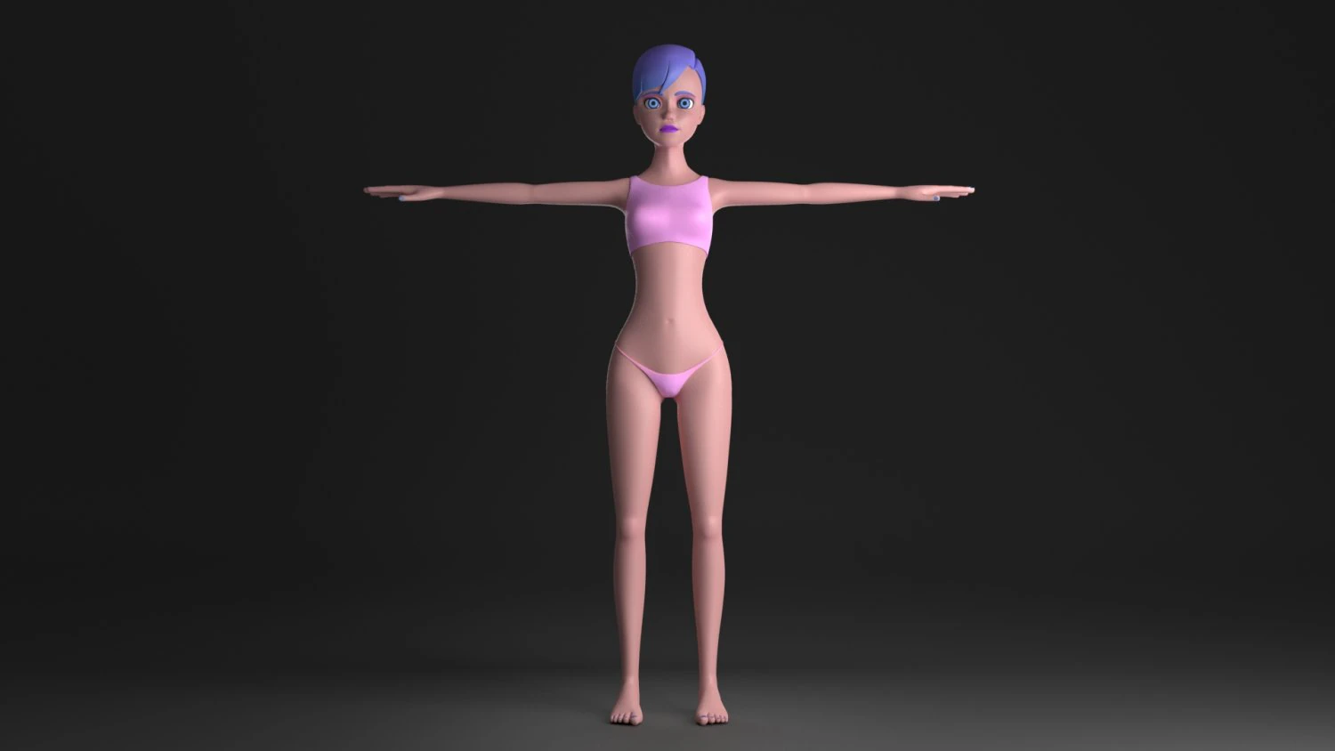 blue hair girl 3D Model .c4d .max .obj .3ds .fbx .stl .blend