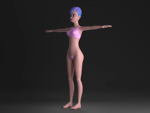 blue hair girl 3D Model