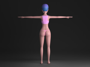 blue hair girl 3D मॉडल