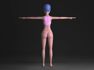 blue hair girl 3D Model