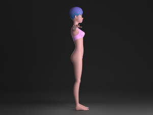 blue hair girl 3D मॉडल