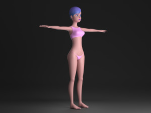 blue hair girl 3D मॉडल