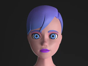 blue hair girl 3D Model