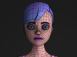 blue hair girl 3D Model