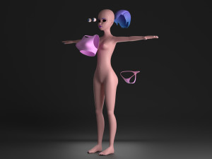 blue hair girl 3D मॉडल
