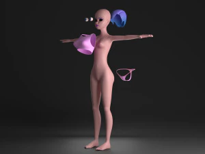 blue hair girl 3D Model