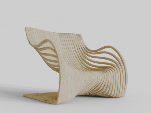wood chair with curves 3D Model