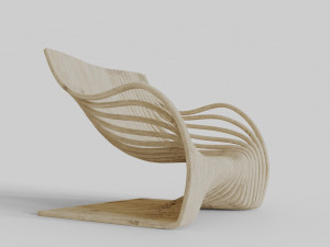 wood chair with curves 3D Model