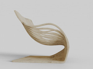 wood chair with curves 3D Model