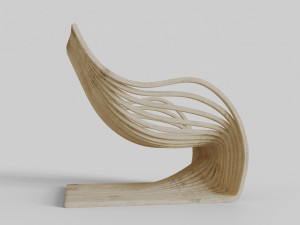 wood chair with curves 3D Model