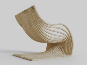 wood chair with curves 3D Model