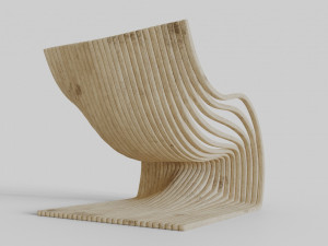 wood chair with curves 3D Model