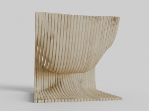 wood chair with curves 3D Model