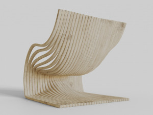wood chair with curves 3D Model
