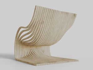 wood chair with curves 3D Model