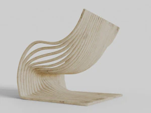wood chair with curves 3D Model