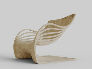wood chair with curves 3D Model
