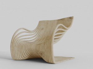 wood chair with curves 3D Model