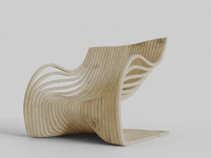 wood chair with curves 3D Model