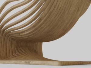 wood chair with curves 3D Model