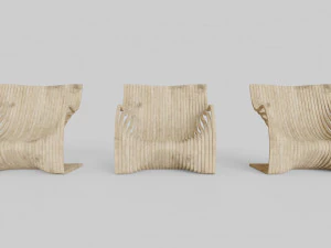 wood chair with curves 3D Model