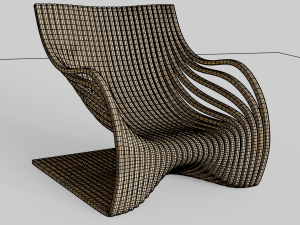 wood chair with curves 3D Model