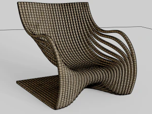 wood chair with curves 3D Model