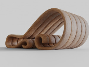 big wooden chair Model 3D