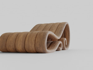 big wooden chair Model 3D