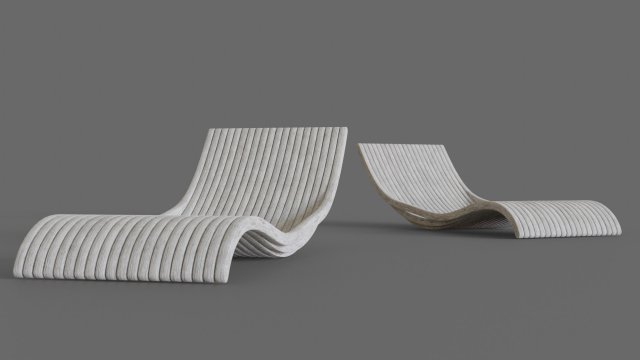 white wooden lounger 3D Model .c4d .max .obj .3ds .fbx .stl .blend 
