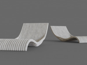 white wooden lounger Model 3D