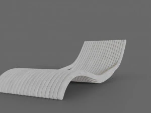 white wooden lounger 3D Model