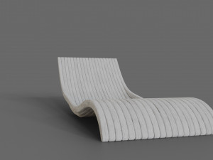 white wooden lounger 3D Model