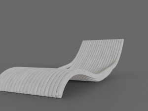 white wooden lounger 3D Model