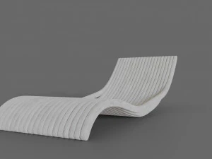 white wooden lounger 3D Model