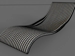 white wooden lounger 3D Model
