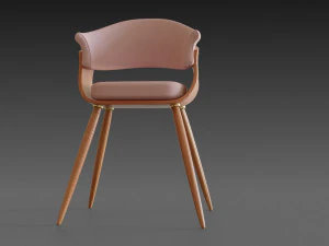 wooden chair with a pillow 3D Model