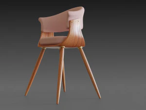 wooden chair with a pillow 3D Model