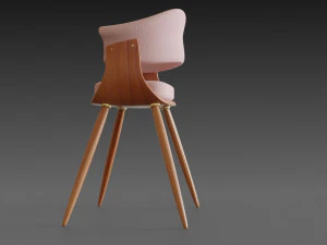 wooden chair with a pillow 3D Model