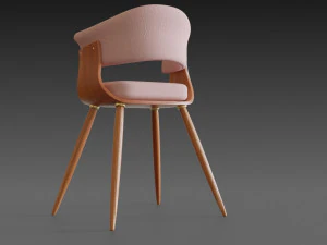 wooden chair with a pillow 3D Model