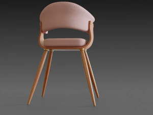 wooden chair with a pillow 3D Model