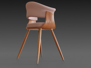 wooden chair with a pillow 3Dモデル