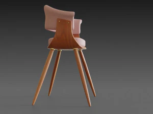 wooden chair with a pillow 3D Model