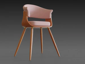 wooden chair with a pillow 3D Model